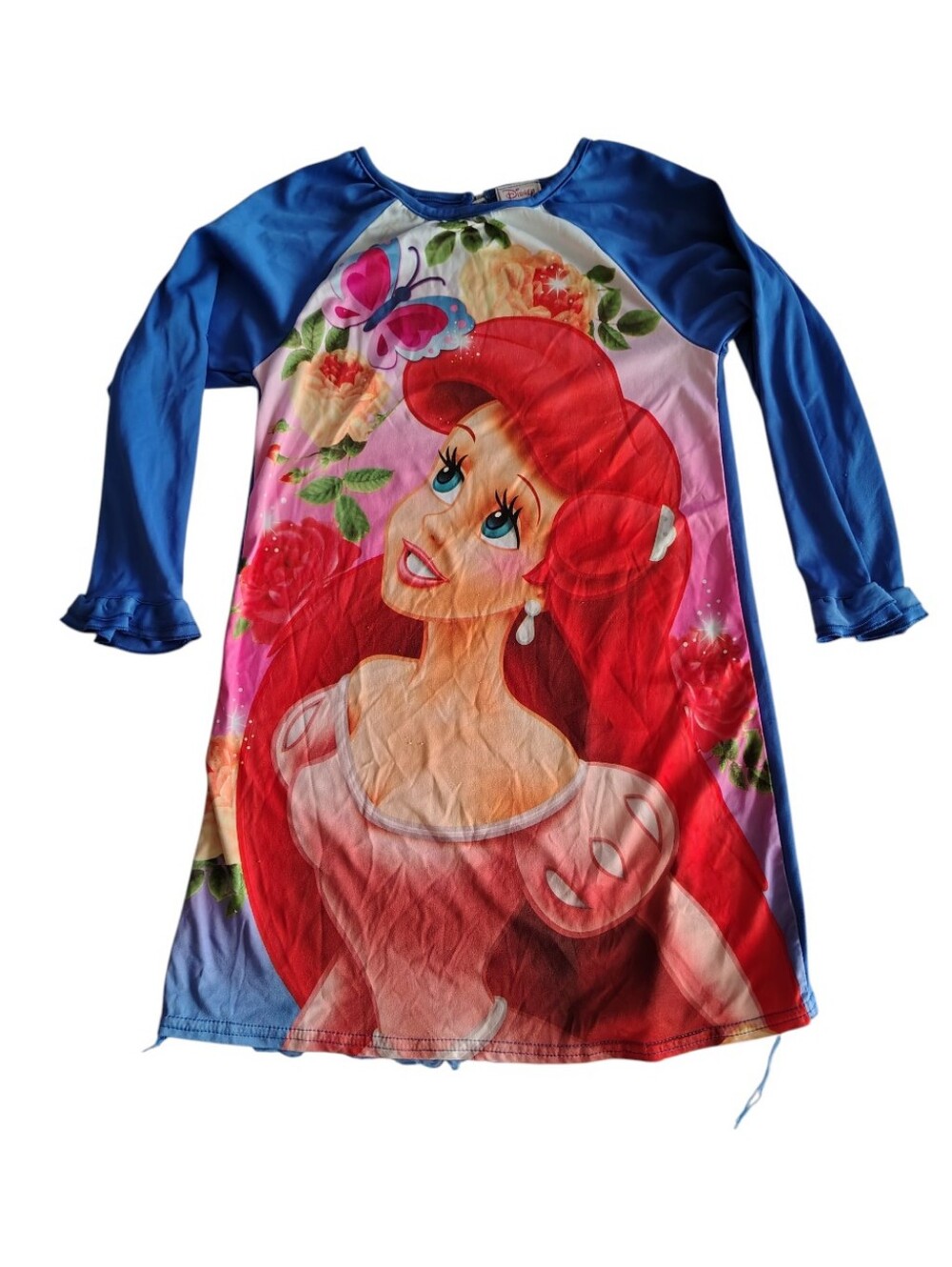 Disney Ariel The Little Mermaid Red and Blue Colorful Pajama Nightgown Size 6x